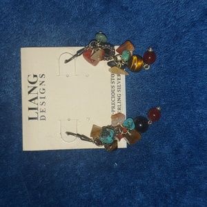 Semi precious stone sterling silver earrings